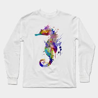 Colorful Seahorse Silhouette Long Sleeve T-Shirt